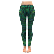 Netting of Existence Multi-Dimensional Leggings(Green) Low Rise Leggings (Model L05)