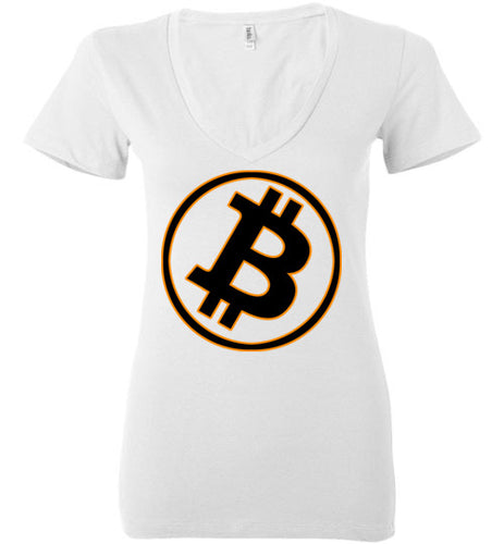 Bitcoin Gold Tilt - Bella Ladies Deep V-Neck